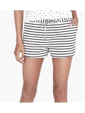 J. Crew White and Black Striped Drawstring Athletic Shorts